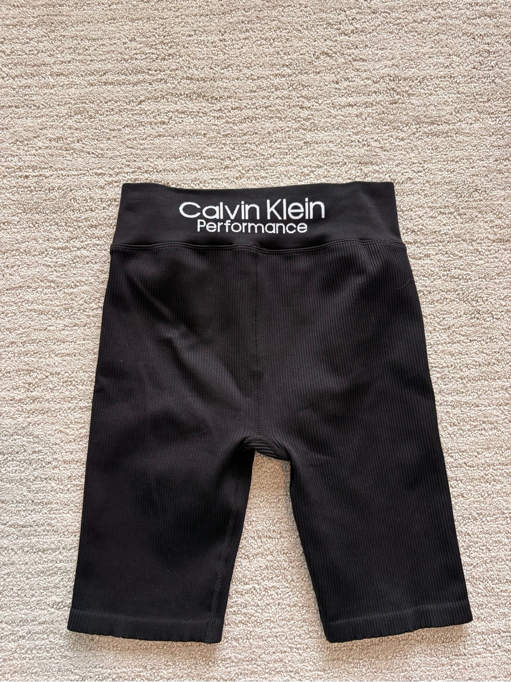 Calvin Klein Performance Black Ribbed Bike Shorts with Logo Waistband